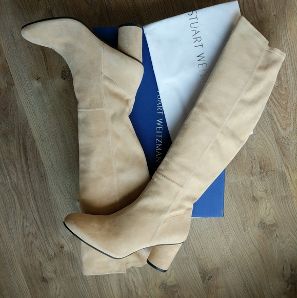 Stuart Weitzman Eloise 75 Bambina Suede Boots Wide - Picture 6 of 8